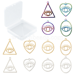 SUNNYCLUE 201 Stainless Steel Pendants, Laser Cut, Hollow, Mixed Shapes, Mixed Color, 12pcs/box(STAS-SC0001-74)