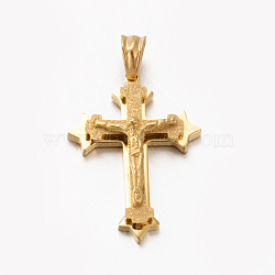 Easter Theme New Gift 201 Stainless Steel Crucifix Cross Pendants, Golden, 33x23x7mm, Hole: 5x7mm(STAS-F010-63G)