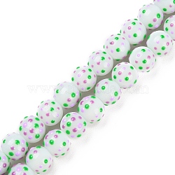 Handmade Bumpy Lampwork Beads Strands, with Enamel, Round, Purple, 10~10.5mm, Hole: 1.8mm, about 37pcs/strand, 13.39~13.58 inch(34~34.5cm)(LAMP-F032-07A)