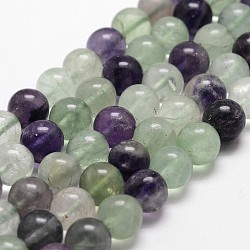 Natural Fluorite Bead Strands, Round, Grade AB, 6mm, Hole: 1mm, about 61pcs/strand, 14.9 inch~15.1  inch(X-G-D840-56-6mm-AB)