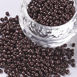 Baking Paint Glass Seed Beads, Coconut Brown, 12/0, 1.5~2mm, Hole: 0.5~1mm, about 3333pcs/50g, 50g/bag, 18bags/2pounds(SEED-US0003-2mm-K18)