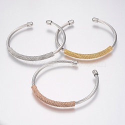 304 Stainless Steel Cuff Bangles Torque Bangles, Mixed Color, 51x57mm(2 inchx2-1/4 inch)(BJEW-H570-31)