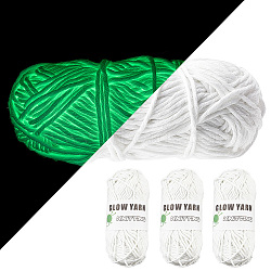 Polyester Luminous Yarn, Glow in The Dark Yarn, for Knitting & Crochet, White, 2mm, about 57.96 Yards(53m)/Skein(OCOR-WH007-91A)