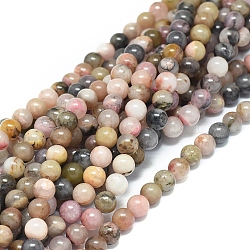 Natural Rhodonite Beads Strands, Round, 6mm, Hole: 1mm, about 62pcs/strand, 15.16 inch(38.5cm)(X-G-G828-02-6mm)