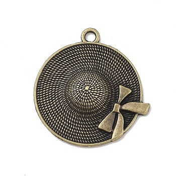 Tibetan style Alloy Pendants, Bowknot with Hat Charm, Antique Golden, 36x34.5x6mm, Hole: 3mm