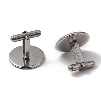 304 Stainless Steel Cuff Buttons, Cufflink Findings for Apparel Accessories, Stainless Steel Color, Tray: 20mm, 19x22x22mm