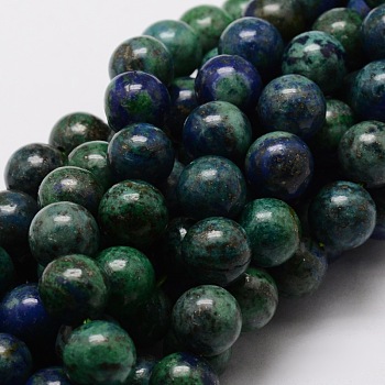 Natural Chrysocolla and Lapis Lazuli Beads Strands, Dyed, Round, 6mm, Hole: 1mm, about 62pcs/strand, 15.7 inch