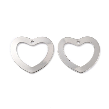 201 Stainless Steel Pendants, Heart, Stainless Steel Color, 17.5x20x1mm, Hole: 1.4mm