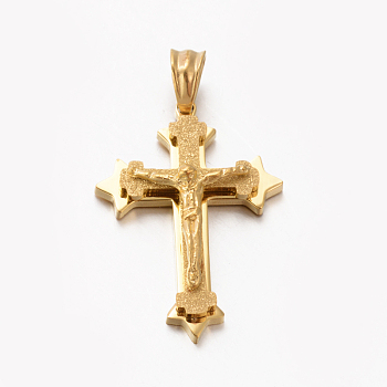 Easter Theme New Gift 201 Stainless Steel Crucifix Cross Pendants, Golden, 33x23x7mm, Hole: 5x7mm