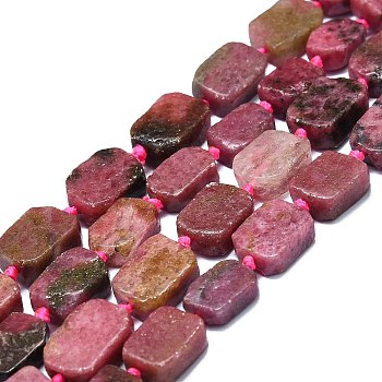 Natural Rhodonite Beads Strands, Rectangle, 15~17x10~13x5~7mm, Hole: 1mm, about 22pcs/strand, 15.94 inch(40.5cm)