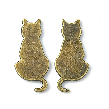Alloy Kitten Cabochons, For DIY UV Resin, Epoxy Resin, Pressed Flower Jewelry, Cat Silhouette, Antique Bronze, 17x8x1mm