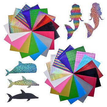16 Sheets 16 Style Heat Transfer Vinyl Sheets, Iron On Vinyl for T-Shirt, Clothes Fabric Decoration, Mixed Color, 30.3~30.5x25.1~25.3x0.01~0.02cm, 1 sheet/style