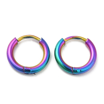 Ion Plating(IP) Titanium Alloy Huggie Hoop Earrings for Women, Rainbow Color, 12 Gauge, 12x2mm