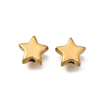 304 Stainless Steel Spacer Beads, Ion Plating(IP), Real 18K Gold Plated, Star, 7.5x8x3mm, Hole: 1.5mm