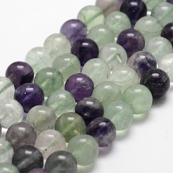 Natural Fluorite Bead Strands, Round, Grade AB, 6mm, Hole: 1mm, about 61pcs/strand, 14.9 inch~15.1  inch