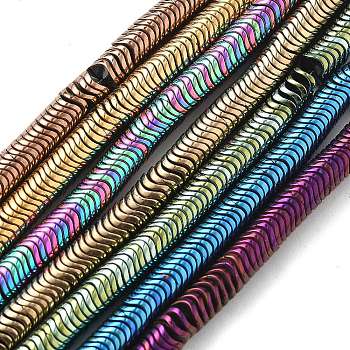 Electroplated Synthetic Non-magnetic Hematite Beads Strands, Wavy Disc, Mixed Color, 6x1mm, Hole: 0.9mm, about 364pcs/strand, 15.75''(40cm)