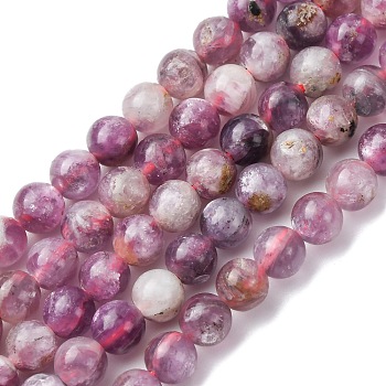 Natural Lepidolite/Purple Mica Stone Beads Strands, Round, 6mm, Hole: 1mm, about 59pcs/strand, 14.96''(38cm)