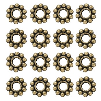 Tibetan Style Alloy Spacer Beads, Flower, Antique Bronze, 6.5x1.5mm, Hole: 2mm