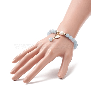 Dyed Natural Quartz(Dyed) & Pearl Stretch Bracelet(BJEW-JB09224-03)-3