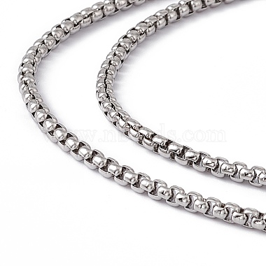 201 Stainless Steel Box Chain Necklace for Men Women(NJEW-P268-A40-1X5)-2
