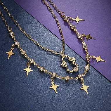 Star & Girl Pendant Necklaces Sets(NJEW-JN03137-04)-2
