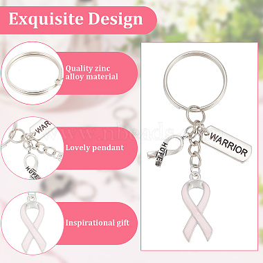 Schlüsselanhänger mit rosafarbenem Brustkrebs-Bewusstseinsband aus legiertem Emaille-Anhänger(KEYC-AB00001)-4