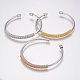 Bracelets manchettes bracelets jonc avec boule en 304 acier inoxydable(BJEW-H570-31)-1