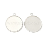 Flat Round Brass Pendant Cabochon Settings, Rack Plating Round Blank Bezel Trays, Long-Lasting Plated, Lead Free & Cadmium Free, 925 Sterling Silver Plated, Tray: 18mm, 22x20x2mm, Hole: 1.4mm(KK-K414-14G-S)
