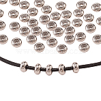 50Pcs 304 Stainless Steel Beads, with Rubber Inside, Slider Beads, Rondelle, Stainless Steel Color, 6x3mm, Hole: 2mm(STAS-CJ0001-195)