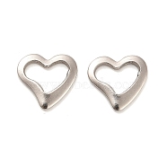 Non-Tarnish Stainless Steel Pendants, Heart Charms, Stainless Steel Color, 14x15x1.5mm, Hole: 11x6mm(STAS-L276-01P-01)