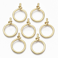 Alloy Pendants, Matte Style, Cadmium Free & Nickel Free & Lead Free, Ring, Real 14K Gold Plated, 42.5x30.5x7mm, Hole: 2.5mm(PALLOY-R113-013-NR)