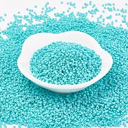 TOHO Japanese Seed Beads, Round, (55F) Opaque Frost Turquoise, 11/0, 2x1.5mm, Hole: 0.5mm, about 42000pcs/pound(SEED-F002-2mm-55F)