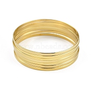 7Pcs Flat Vacuum Plating 201 Stainless Steel Bangles Sets for Women, Golden, Inner Diameter: 2-1/2 inch(6.5cm)(BJEW-F476-07G-02)