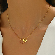 Stainless Steel Double Ring Twisted Chian Necklaces for Women's Casual Daily Wear, Golden, 16.93 inch(43cm)(LI6348)