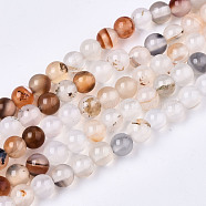 Natural Flower Agate Beads Strands,  Round, 4mm, Hole: 0.5mm, about 91~95pcs/strand, 14.57 inch~15.35 inch(37~39cm)(X-G-S359-237)