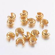 Brass Crimp Beads Covers, Nickel Free, Golden Color, Size: About 4mm In Diameter, Hole: 1.5~1.8mm(KK-H290-NFG-NF)