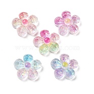 Transparent Resin Decoden Cabochons, 5-Petal Flower with Glitter Powder, Mixed Color, 20x21x8mm(RESI-M045-03)