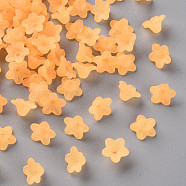Transparent Acrylic Beads, Flower, Frosted, Orange, 10x5mm, Hole: 1mm, about 420pcs/50g(X-PL554-07)