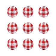 Natural Wooden Beads, Plaid Beads, Tartan Pattern, Round, PeachPuff, 5/8 inch(16mm), Hole: 4mm(WOOD-TAC0010-05E)