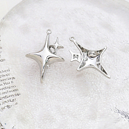 Alloy Pendants, Platinum, Star, 34x23mm(INS-PW0001-09E-P)