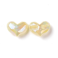 Opaque Acrylic Beads, AB Color Plated, Faceted, Heart, Champagne Yellow, 26x34.5x16mm, Hole: 4mm(OACR-A010-12C)