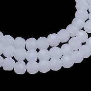 Imitation Jade Glass Bead Strands, Faceted(32 Facets) Round, White, 8mm, Hole: 1mm, about 72pcs/strand, 21.2 inch(GLAA-R166-8mm-03A)