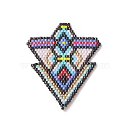 Handmade Loom Pattern MIYUKI Seed Beads, Triangle Pendants, Colorful, 49x39x1.5mm, Hole: 0.7mm(PALLOY-MZ00081)