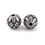 304 Stainless Steel Beads, Round, Antique Silver, 8mm, Hole: 1mm(STAS-G334-01AS)