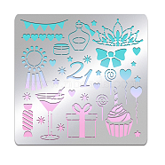 Stainless Steel Cutting Dies Stencils, for DIY Scrapbooking/Photo Album, Decorative Embossing DIY Paper Card, Matte Stainless Steel Color, Party, 156x156mm(DIY-WH0279-133)