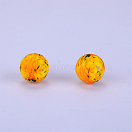 Printed Round Silicone Focal Beads, Orange, 15x15mm, Hole: 2mm(SI-JX0056A-176)