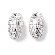 Alloy Beads, Rice, Long-Lasting Plated, Silver, 9.5x6mm, Hole: 1.8mm(FIND-B029-39S)