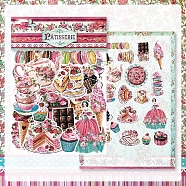 40Pcs Retro Dessert Theme Paper Self Adhesive Stickers, for DIY Scrapbooking, Food, Packing: 125x90mm(PW-WG26502-02)