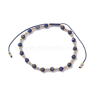 Adjustable Natural Lapis Lazuli & Glass Braided Bead Bracelet, Inner Diameter: 1-7/8~3-1/4 inch(4.75~8.2cm)(BJEW-JB10137-01)