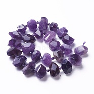 Natural Amethyst Beads Strands, Faceted, Nuggets, 12~20x12~16mm, Hole: 1.8~2mm, about 22~23pcs/strand, 15 inch~15.74 inch(38~40cm)(G-P434-10A)